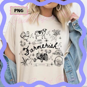 Farmerish Png, Coquette Farmer Png Design, Farmer Doodle Design, Ręcznie Rysowane Farmerish Png, Doodle Art Chicken Farm Fresh Eggs Png