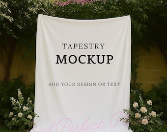 Tapestry Mockup Banner, Banner Mock-up, Canva Mockup for Print on Demand, Wedding Sign Tapestry Banner, Editable Tapestry Mock-up PNG
