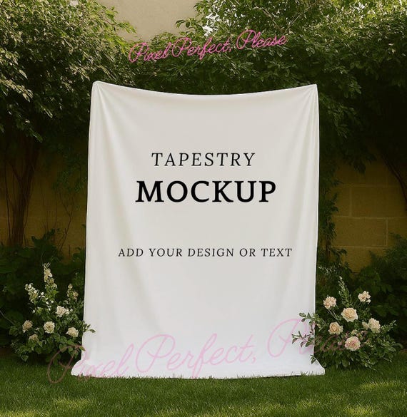 Tapestry Mockup Banner, Banner Mock-up, Canva Mockup for Print on Demand, Wedding Sign Tapestry Banner, Editable Tapestry Mock-up PNG