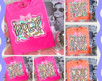 Preppy Back to School PNG Bundle, Teacher Coquette First Day of School Shirt Design, Girly Pink Bow Sublimation, Pre-k1st/2nd/3rd/4th Grade