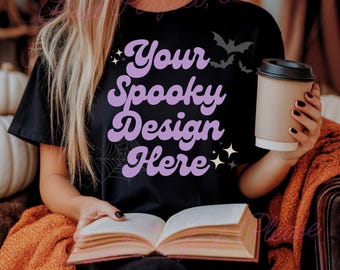 Comfort Colors C1717 Black Shirt Mockup TShirt Mockup Fall Shirt Mockup Halloween Shirt Mockup Black Tee Halloween Mockup Gildan Black Shirt