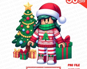 Roblox Christmas PNG Images, Roblox Girls, Digital Download, Roblox PNG, PNG Instant Download, Cute Stickers, png files, Instant Download