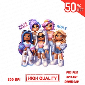 Roblox Girls PNG Images, Digital Download, Roblox PNG, PNG Instant Download, Cute Stickers, png files , Instant Download
