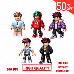 Roblox Boys Clipart Images, Digital Download, Roblox PNG, PNG Instant Download, Cute Stickers, png files , Instant Download