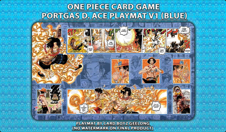 Portgas D. Ace One Piece TCG Playmat Blue V1