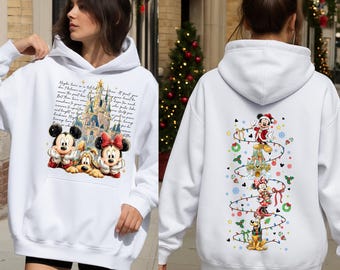 Disney Christmas Hoodie, Mickey Minnie Holiday Hoodie, Front & Back Design