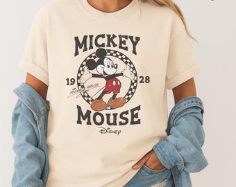 Vintage Mickey Mouse Tee, Retro Cartoon Graphic Shirt