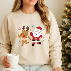 Dancing Santa Sweatshirt, Reindeer Christmas Sweater