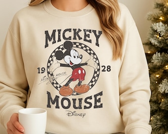 Retro Disney Mickey Mouse Sweatshirt, 1928 Throwback Style Sweater