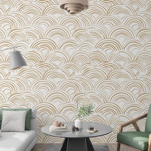 Vintage Wallpaper, Abstract Geometric Peel and Stick Wall Mural, Retro Wallpaper, Mid Century Wallpaper