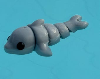 Dolphin Keychain, Dolphin Keyring, Articulated Keychain, 3D Printed Fidget Keychain, Fidget Toy, Keychain, Animal Toy, Dolphin Gift, Zoo