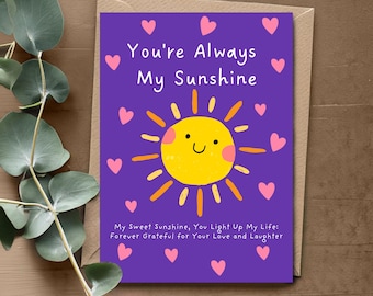 Printable You're my sunshine card Perfect for anniversary, dates, birthday, or valentines day for your loved ones, Instant Digital Download