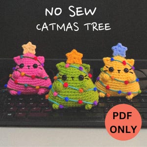 No Sew Catmas Tree Crochet Pattern: Cat Christmas Ornament (PDF Pattern ...