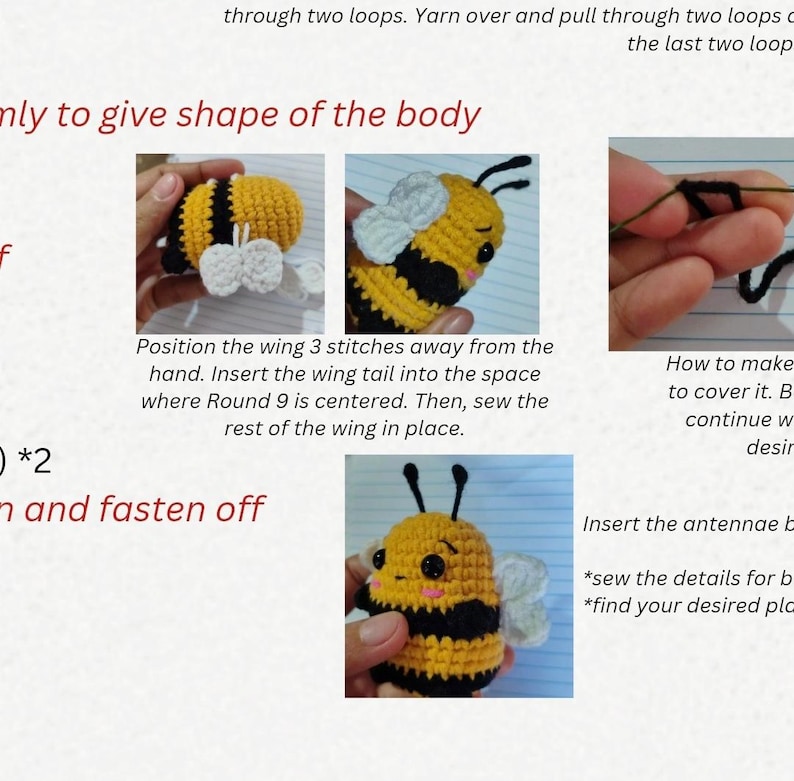 Easy Low Sew Bumble Bee Amigurumi Crochet Pattern (PDF Download) - Etsy