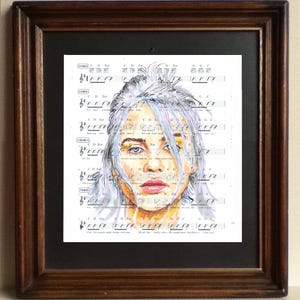 Billie Eilish poster, a handmade portrait of the badass pop singer by word art specialist Professor Foolscap