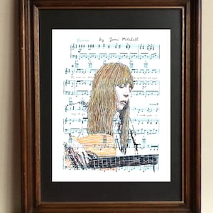 Joni Mitchell Poster, ein Porträt der kanadischen Singer-Songwriterin, in ihrer eigenen Melodie River vom Album Blue