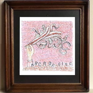 Funeral by Arcade Fire, a handmade album cover by word art specialist Professor Foolscap