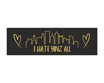 Auto Magnete - Pittsburgh Skyline I Hate Yinz All, Pittsburgh Auto Magnet, lustiges Pittsburgh Geschenk, Steel City Autozubehör, schwarz und gelb