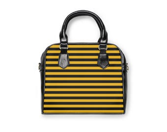 Shoulder Handbag, Black and Gold Pittsburgh Stylish Purse, Tote Bag, Fashion Accessory, Designer Handbag, Chic Shoulder Bag, Trendy Handbag