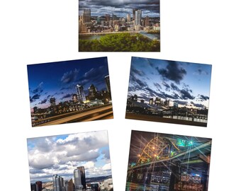 Pittsburgh Skyline Greeting Cards, Pittsburgh Gift  Yinzer Note Cards, Steel City Urban Landscapes, Cityscape Art Cards