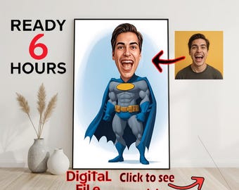 Superhero Portrait! Custom Superhero Portrait From Photo, Personalized Cartoon Superhero Family gift, Superhero Couple Portrait, Drawing Art