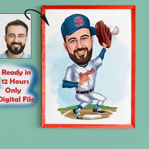 Custom Baseball Player Cartoon Portrait, Baseball Caricature, Gift for Baseball Player, Baseball Cartoon, Caricature from Photo, Baseball