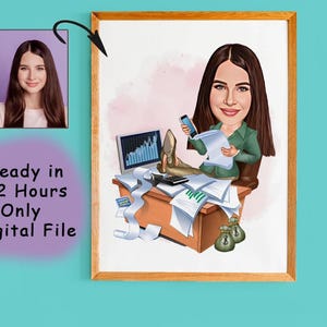 Custom Female Boss Cartoon Portrait, Boss Portrait, Gifts for Boss, Boss Caricature, Boss Lady Cartoon, Funny Boss Lady Caricature, Boss Art
