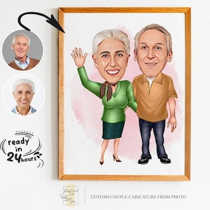 Custom Couple Cartoon Portrait | Personalized Couple Caricature Drawing from Photo | Funny Couple Gift | Anniversary or Wedding Gift