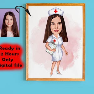 Benutzerdefinierte Krankenschwester Cartoon Portrait, Krankenschwester Porträt, Geschenk für Krankenschwester, Benutzerdefinierte Cartoon, Krankenschwester Karikatur vom Foto, medizinische Karikatur, Krankenschwester Art