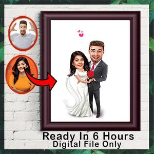 Personalized Wedding Caricature for Couple, Wedding Cartoon, Wedding Caricature from Photo, Wedding Cartoon Portrait, Wedding Portrait