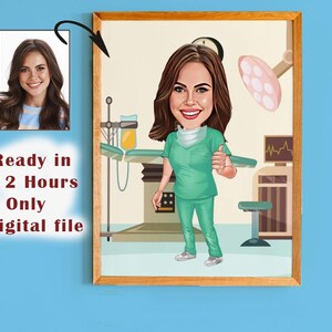 Custom Surgeon Cartoon Portrait: Unique Doctor Gift (Digital Download)