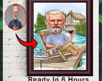 Personalized Retirement Caricature: Custom Cartoon Portrait Gift (Digital Download