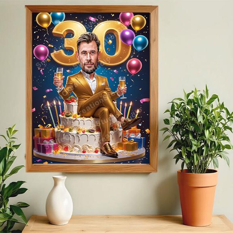 Custom 30th Man Cartoon Portrait | 30th Birthday Caricature | Birthday ...