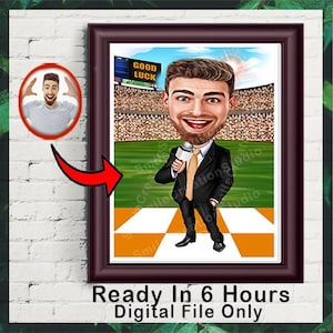 Custom Sports Anchor Caricature - Personalized Sportscaster Cartoon Portrait - Sports Broadcasting Gift - Unique Present for Commentators