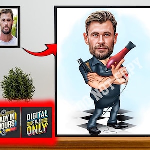 Personalized Barber Caricature Portrait: Custom Funny Gift (Digital Download)
