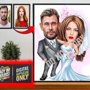 Personalized Wedding Cartoon Portrait, Custom Couple Caricature from Photo, Wedding Gift for Couple, Funny Wedding Drawing, Couple Art