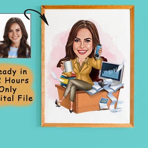 Custom Female Boss Cartoon Portrait, Boss Portrait, Gifts for Boss, Boss Caricature, Boss Lady Cartoon, Funny Boss Lady Caricature, Boss Art