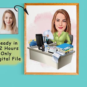 Custom Female Boss Cartoon Portrait, Boss Portrait, Gifts for Boss, Boss Caricature, Boss Lady Cartoon, Funny Boss Lady Caricature, Boss Art