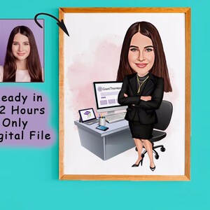 Custom Female Boss Cartoon Portrait, Boss Portrait, Gifts for Boss, Boss Caricature, Boss Lady Cartoon, Funny Boss Lady Caricature, Boss Art