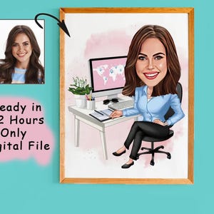 Custom Female Boss Cartoon Portrait, Boss Portrait, Gifts for Boss, Boss Caricature, Boss Lady Cartoon, Funny Boss Lady Caricature, Boss Art