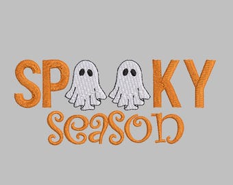 Spooky Season Embroidery Design, Halloween Ghost Embroidery Design, Machine Embroidery Design, 3 Sizes, Instant Download