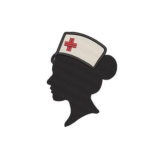 Nurse Silhouette Embroidery Design | Red Cross Nurse Hat Outline | Medical RN Embroidery File | Digital Download