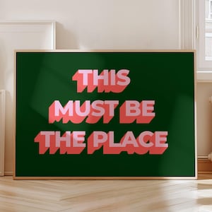 This Must Be The Place Retro Print, Pink poster, Mid Century Landscape Wall Art, Vintage Style Print, Retro Wall Art, Living Room Prints