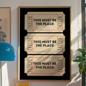 Black print This Must Be The Place Retro Print, vintage ticket prints, Mid Century Landscape Wall Art, Retro Wall Art, ticket stub prints