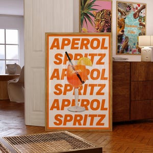 Aperol Spritz cocktailposter bar kar decor cocktail poster, party handtekening drankje bord, trendy muur, minimalistische poster retro kunst aan de muur
