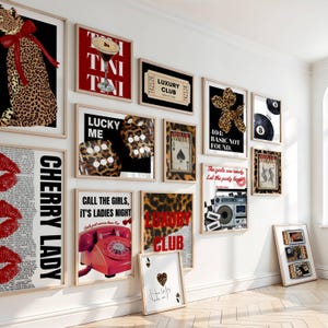 MEGA BUNDLE Gallery Wall Art, 14 Art Prints, Retro Bundle Set Dopamine Wall Art Leopard poster Y2K Poster Set Trendy Art matchbox print