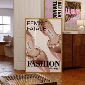 Trendy Pink Heels Poster, Vintage Heels Print, Light Pink Fashion Wall Art, Girly Bedroom Decor, Preppy Aesthetic Poster, Fashion poster