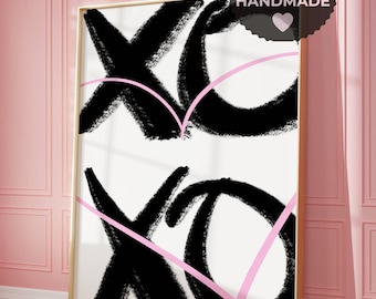 XOXO Black and Pink Print Dorm Room Decor Trendy Girly Printable Art Pink Typography Bedroom Wall Art Living Room Wall Art Quote Print gift