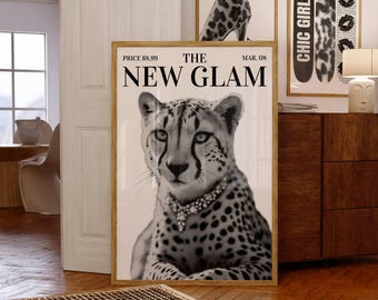 Trendy Leopard Poster | Fashion Aesthetic Wall Art | Black and White Chic Bedroom Decor