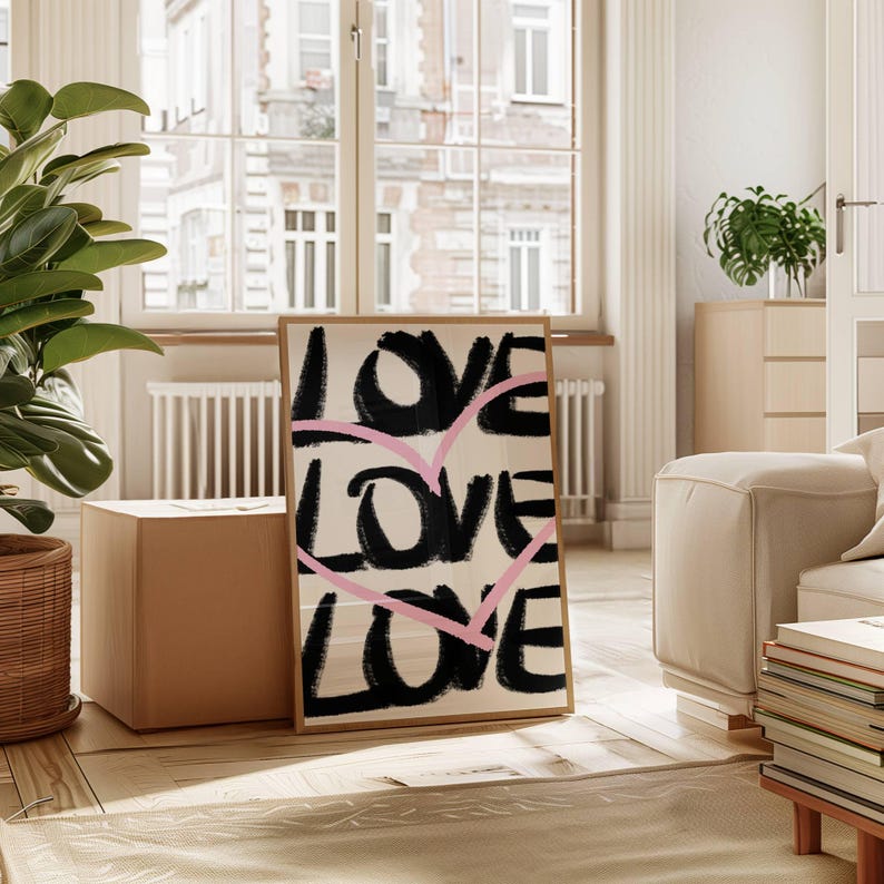 Set of 3 Posters, Pink and Black Wall Art Xoxo Wall Art Pink Print ...